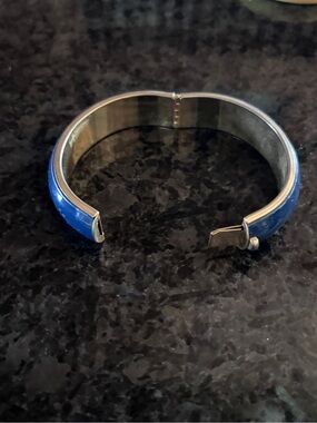Men's Blue Enamel Stainless Cuff Bracelet